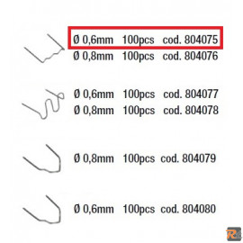 Confezione 100 graffette piane d. 0,6mm per saldatore per plastica 804075 - TELWIN
